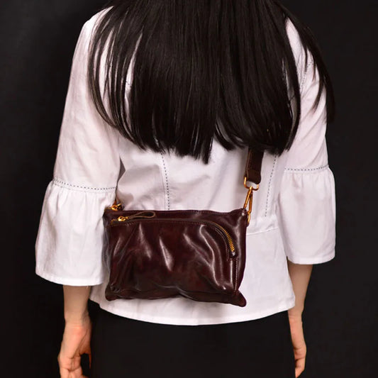 The Iris Pleated Crossbody Bag - Genuine Cowhide Leather with Vintage Soul - Tessbury - situation