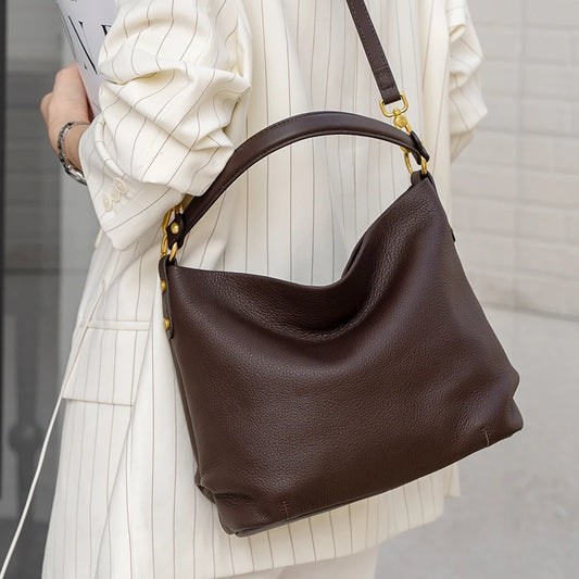 The Coffee Muse Shoulder Bag - Vintage Cow Leather Everyday Elegance - Tessbury - situation
