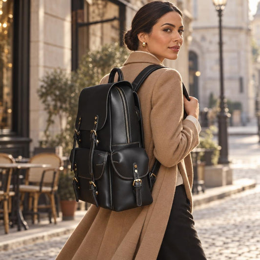 Heritage Leather Backpack - Vintage Casual Travel Backpacks Collection - Tessbury - Porté par un mannequin