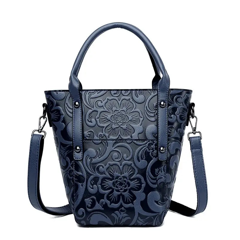 The Carved Legacy Crossbody Bag - Embossed Genuine Leather Everyday Bag - Tessbury - photo