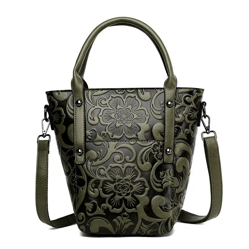 The Carved Legacy Crossbody Bag - Embossed Genuine Leather Everyday Bag - Tessbury - photo