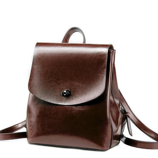 The Wanderlust Backpack - Oil Wax Cowhide Leather Daypack for Women - Tessbury - photo