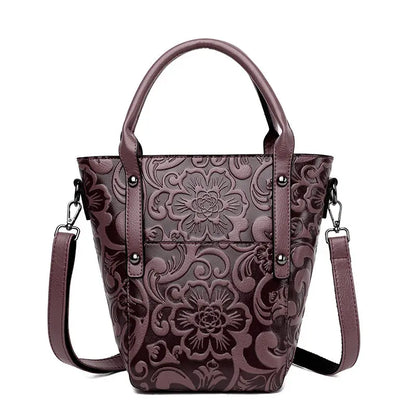 The Carved Legacy Crossbody Bag - Embossed Genuine Leather Everyday Bag - Tessbury - photo