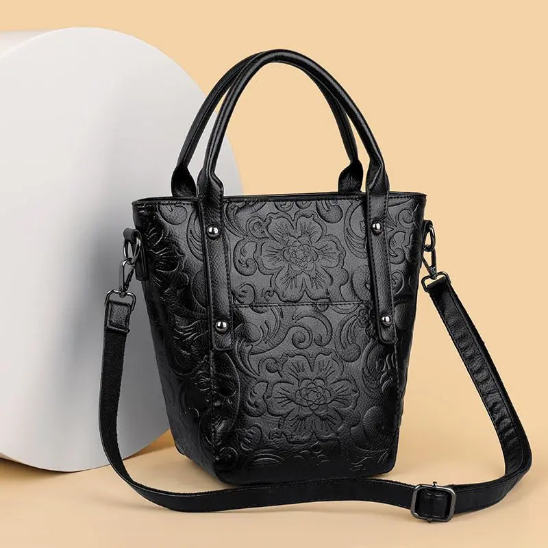 The Carved Legacy Crossbody Bag - Embossed Genuine Leather Everyday Bag - Tessbury - photo