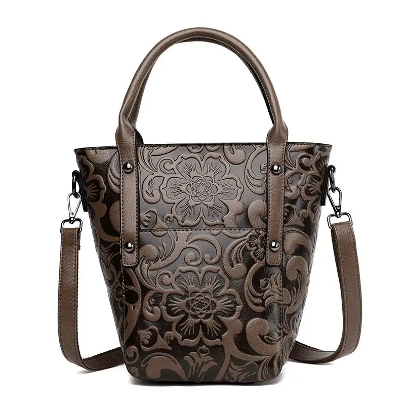 The Carved Legacy Crossbody Bag - Embossed Genuine Leather Everyday Bag - Tessbury - photo