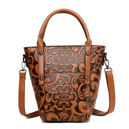The Carved Legacy Crossbody Bag - Embossed Genuine Leather Everyday Bag - Tessbury - photo