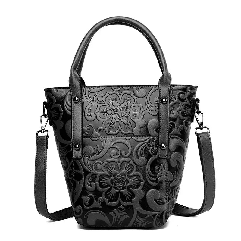 The Carved Legacy Crossbody Bag - Embossed Genuine Leather Everyday Bag - Tessbury - photo