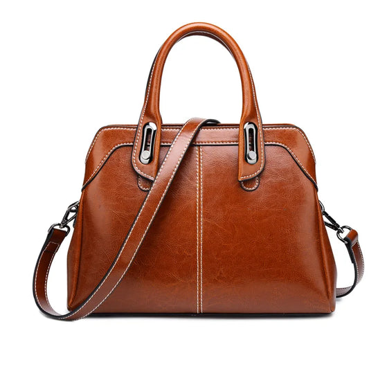 Oiled Cowhide Tote Bag, Genuine Leather Everyday Carry with Adjustable Strap - Tessbury - photo