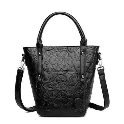 The Carved Legacy Crossbody Bag - Embossed Genuine Leather Everyday Bag - Tessbury - photo