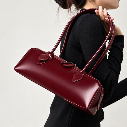 Vintage Shoulder Bag in Genuine Cow Leather, Korean Design