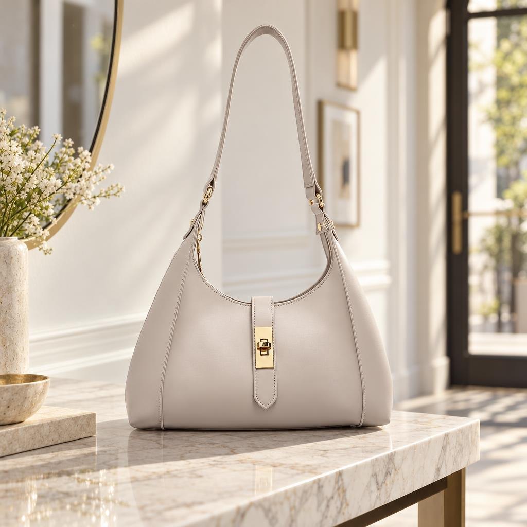 The Half Moon Shoulder Bag – Leather Everyday Elegance - Tessbury - Mise en situation