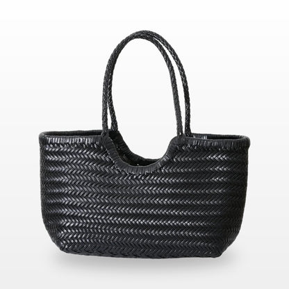 Vintage Woven Tote Bags for Women in Genuine Split Cowhide Leather - Tessbury - photo