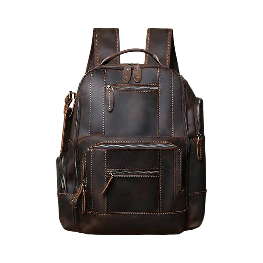 Heritage Crazy Horse Leather Backpack - Vintage Cowhide Travel Backpacks - Tessbury - photo