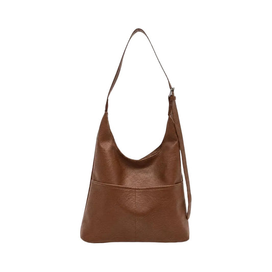 The Retro Shoulder Bag - Pure Color Leather, Everyday Elegance