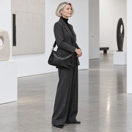 The Hudson Crossbody Bags - Genuine Cowhide Leather for Everyday Elegance - Tessbury - Porté par un mannequin